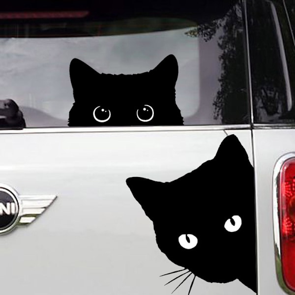 Bilklistremerker solid CAT bilklistremerker ser fremover svart katt bilvindu