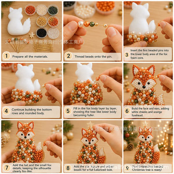 DIY Perle juletre-håndverkssett med dyretema til julepynt owl