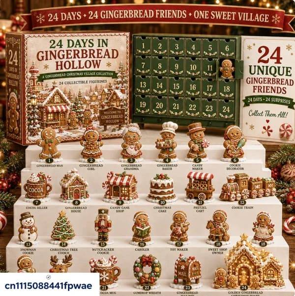 Julesmage Julkalender 2026, 24 dagars nedräkningskalender med akrylhänge, samlarobjekt med jultema Ljusgrå Light Grey M