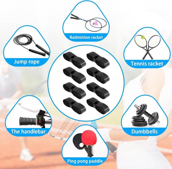 8 stycken - Racketgrepp - Racketgreppstejp - Badminton Grepptejp - Tennisracket Grepptejp - Sporttillbehör - Ersättningsgrepp - Självhäftande