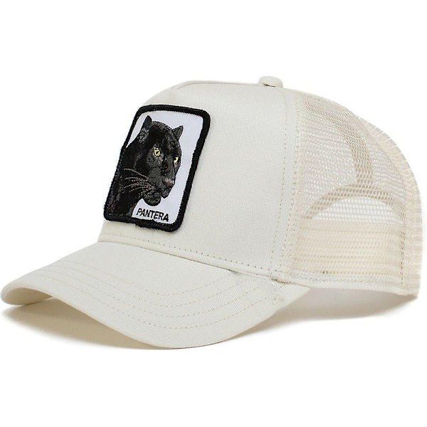 Svart Panter Djur Mesh Keps Baseball Truckerkeps White