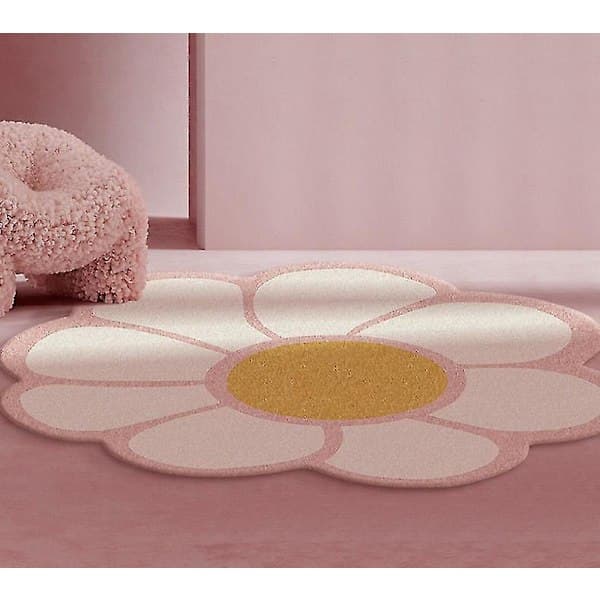 Rund Blomstertæppe, Børneværelsestæppe, Plys Tæppe til Sengen 60*60cm 60*60cm