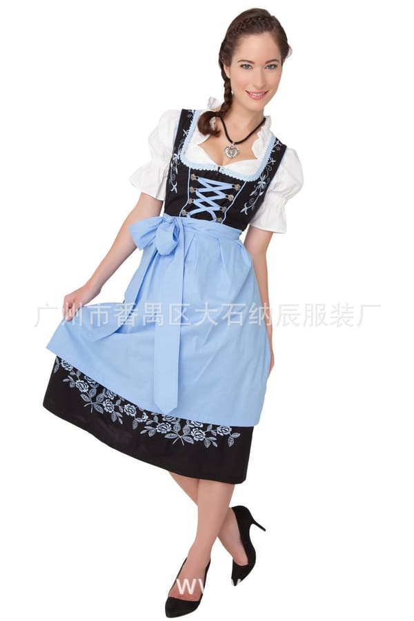 Bavarian Dirndl Kjole Traditionel Oktoberfest Kostume til Kvinder pink M=36