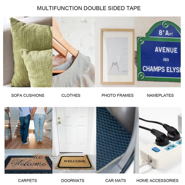 Full tejp dobbeltsidig tekstiltape (20mm*20m lang), multifunksjonell dobbeltsidig tape