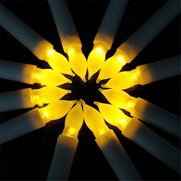 LED Lys - Lange Lysestage Lys - Sæt med 12 Flammeløse LED Lys AA Batteri Lys 16.5X2 cm Lys til P