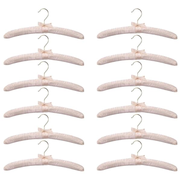 15 tums satin vadderade galgar med krokar, silkesgalgar för bröllopskläder, kappor, kostymer, blusar