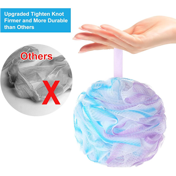 Duschpuff Loofah 75g/st Extra Stora Duschpuffar Duschsvamp Dusch Scrunchie Kroppspuff Dusch, Set med 4, Blomfärg