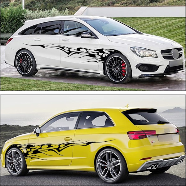 2 kpl 261 cm Liekki Grafiikka Auton Korin Sivutarroja Liekki Kilpa-ajo Urheilu Raita Autotarra Universaali Vinyylitarra Kaikille Autoille Kuorma-autoille Maastoautoille