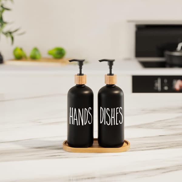 Påfyllningsbar Handpump 2-pack 500ML 21x7cm Svart med Pall Ingår