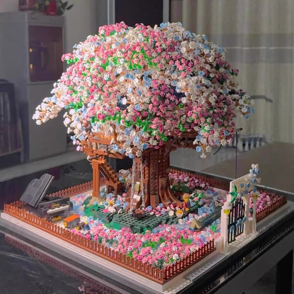 Prissmart! Sakura Treehouse Building Blocks Set - Educational Puzzle for Children, Creative Toy (14.6*12*13cm)