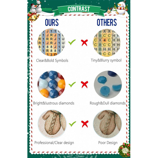 Julhandskar diamantmålning, vuxen snögubbe diamantkonst