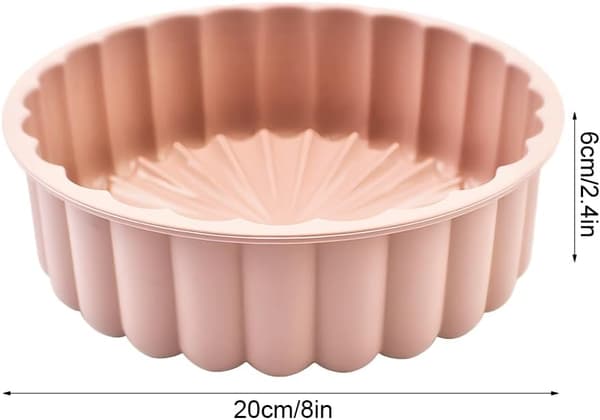 Silikon Bakform 20cm Rund Kakform 8 Tum Non-Stick Flexibel Rosa Ugnssäker