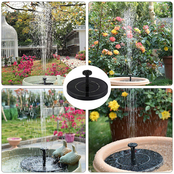 Soldrevet vannfontene - Fontene - Solfontenepumpe - 16 cm svart black