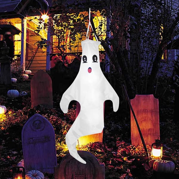 Halloween hengende spøkelsesdekorasjon 43 tommer vindposeflagg Halloween hagedekorasjon