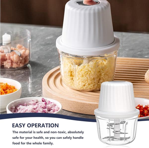 USB Genopladelig Elektrisk Mini Madhakker 400ml - 6-Bladet Bærbar Processor - Trådløs Mini Blender til Hvidløg Løg Urter Babymad