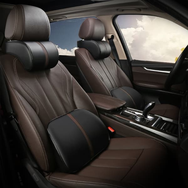 Bilnackstödskudde Memory Foam Nackkudde Universellt Läder Svankstöd Ryggstöd brown headrest