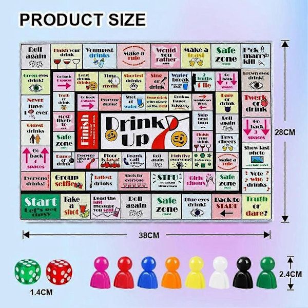 Tipsy-Land Drinking Game Fun Interactive Board Game for Adults 2pcs