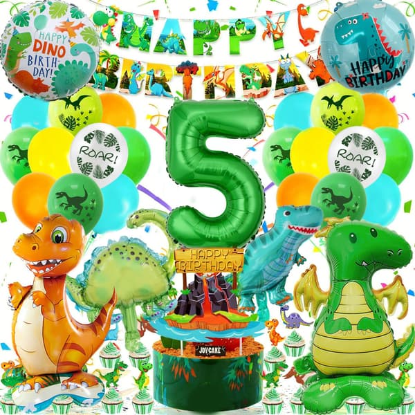 Dinosaur Folieballongsett med Bannere for Bursdagsfestdekorasjon og Stedsoppsett Number 9 set