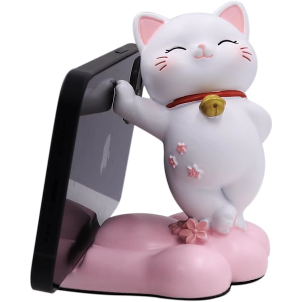 Søt Katt Telefonholder Skrivebordsdekorasjon Kawaii Telefonstativ Universal Skrivebords Telefonstativ for Alle Mobiler Smarttelefoner Tablet