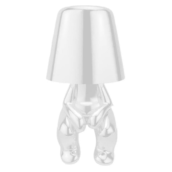 Sängbordslampa med touch, guld Tänkarlampa, skrivbordslampa, sladdlös, uppladdningsbar, portabel, dekorativ sängbordslampa med USB-laddning silver silver H