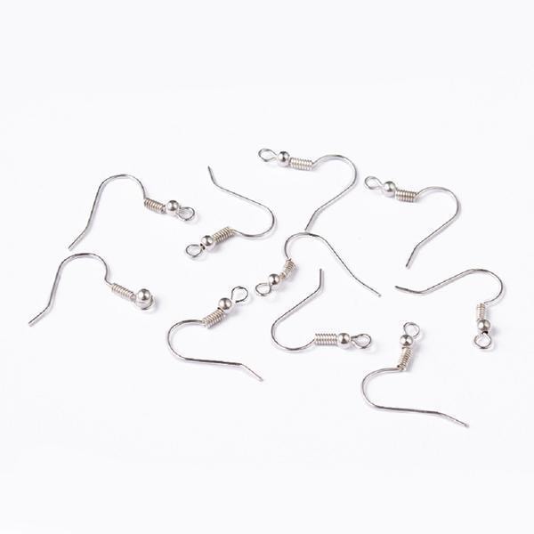 ALE ___ 500 kpl. Nikkelittömät ja lyijyttömät platinoidut korvakorukoukut 18 mm.{F2}