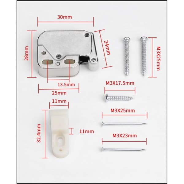 4 pcs. mini locks, double roller cabinet door locks, wardrobe locks, mini push locks, cabinet door locks door stoppers (with counterpart)