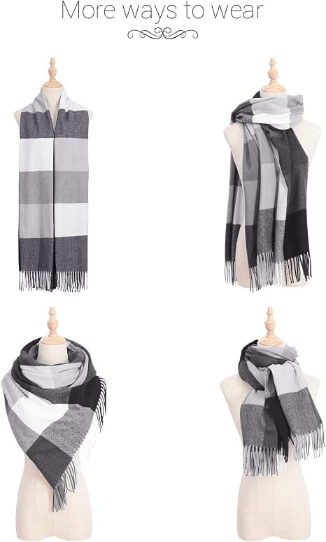 Cashmere Scarf för Kvinnor Vinter Varm Pläd Sjal Wrap 200x70cm Marinblå
