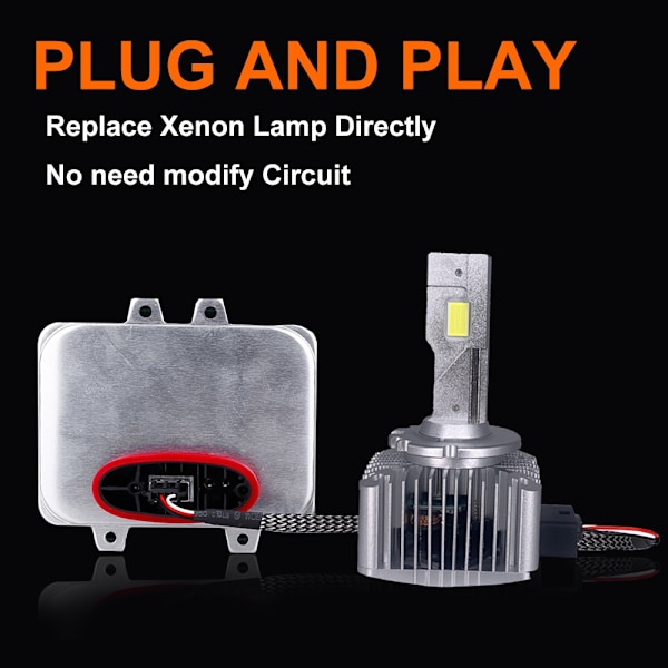 -D1S D3S LED Forlygter HID D2S D4S D5S D8S D1R D2R D3R Bil Lys Turbo LED 35000LM CSP Chip 6000K Hvid 90W Plug&Play-WELLNG D8S D8R