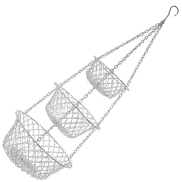 Kök Hängande Fruktkorg 3-Vånings Hängande Fruktkorg Tungt Stål Hängande Korg Silver 76x28cm Silver Silver 76x28cm