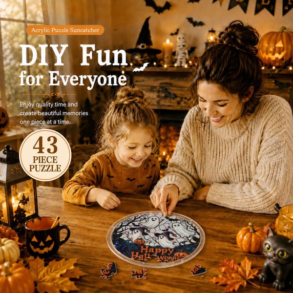 Halloween Spøkelse Akryl Puslespill Solfanger Vindusdekorasjon, 6,3 Tommer 6.3x6.3 IN 6.3x6.3 IN Ghosts
