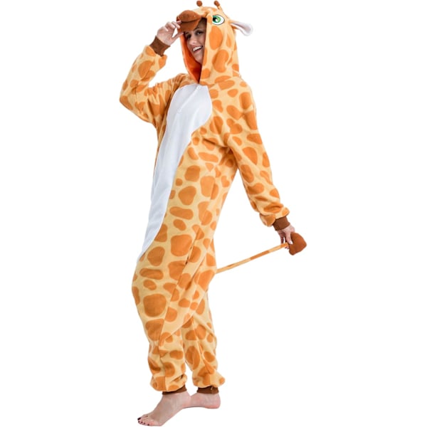 Unisex Vuxen Plysch Pyjamas Dam Herr Jumpsuit Giraff Djurdräkt Halloween Karneval Kostym Orange L