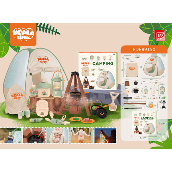 Camping legetøj koala dagbog insekt observationsboks sommerfugl fangstnet børns udendørs eventyrtelt Luxury camping set 40 pieces