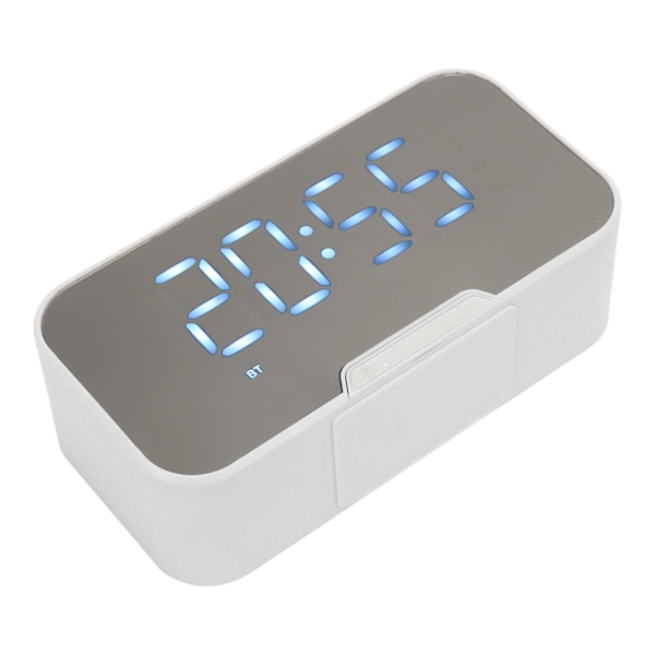 Bluetooth-högtalare med digital väckarklocka, temperaturvisning, röstmeddelanden, FM-radio, spegelväckarklocka, vit 0.4