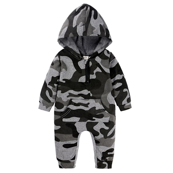 Baby Pojkar Flicka Söt Romper Hooded Ficka Jumpsuit Kläder Outfit Kamouflage Camouflage 100cm