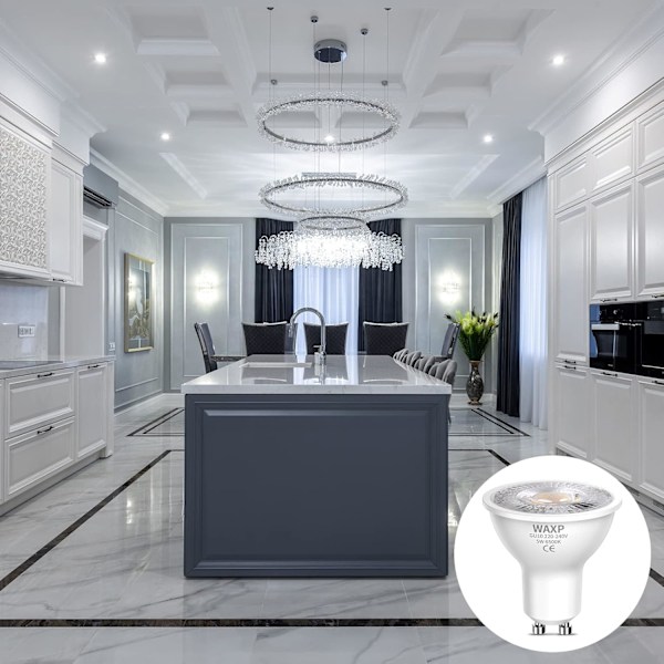 LED spotlight 5W, kallvitt, 6500K, 365lm, flimmerfri, energibesparande LED-lampa, motsvarande 40-50W GU10 halogen spotlight 10-pack{hh} Cool White