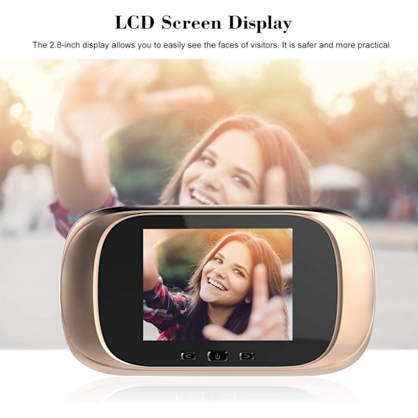 2,8 tuuman LCD-ovensilmä digitaalisella ovikameralla, video-ovikello, digitaalinen ovivalvonta yönäöllä/valokuvauksella/sisäänrakennetulla muistilla{hh} Gold