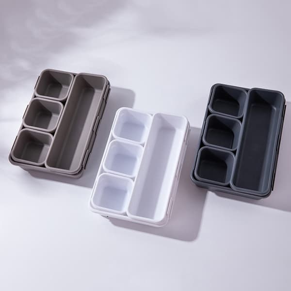 Låda Organizer Boks Bakker Kosmetik Diverse Rumdeler Holder Lysegrå Dark gray