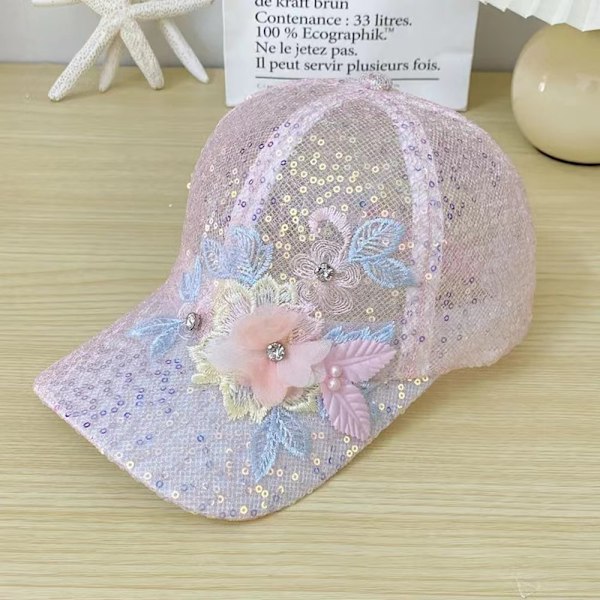 Hatte dame duckbill cap high-end ansigt lille koreansk sommer baseball cap forår og sommer solhat ny solhat mænd Snowflake flower【white】