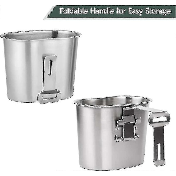 Fältflaska Militär Kit 2st 1000ml 600ml Rostfritt Stål Militär Fältflaska Kopp Set Med Överdragsväska För Utomhus Camping Vandring Backpacking
