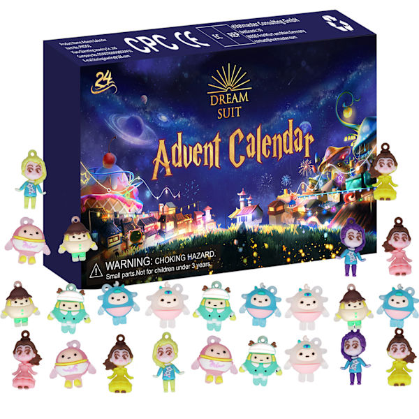 Adventskalender 24 stk. Drømmende Natlys Figurer Dukker Legetøj Jul 24 Dages Nedtællingskalendere Blind Box