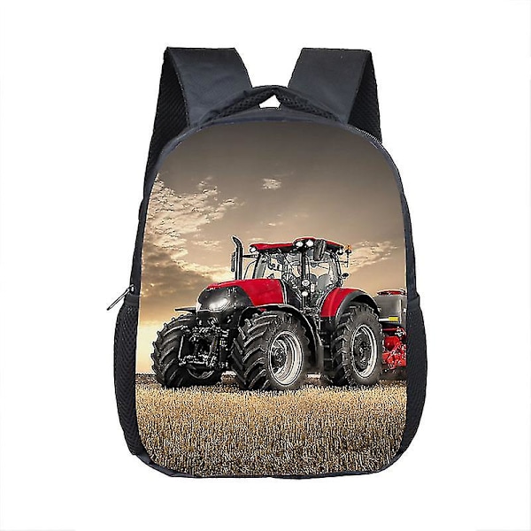 12 tommer Farm Traktor Print Børne Skoletasker Drenge Piger Børnehave Rygsæk Baby Småbørn Tasker Børn Bogtaske Gave {FW} 12farmtrack02cw