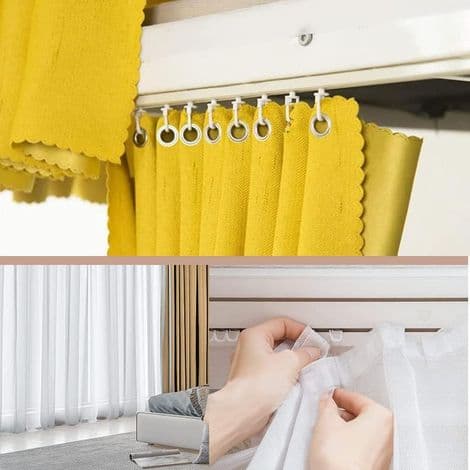 Linghang - Pack of 50 Nano Plastic Curtain Track Gliders - Folding Hooks with Safety Lock - Silent Gliding