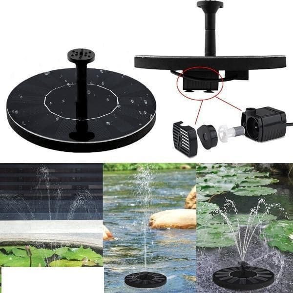 Vattenfontän solcellsdriven 16 cm solfontän vattenfontän utomhus Svart