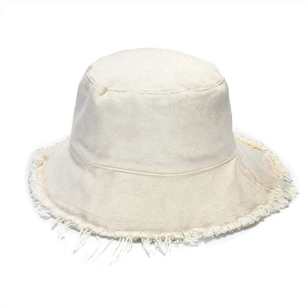 Solhatt i bomull för damer, bredbrättad, sommar, strandsemester, resetillbehör, beige