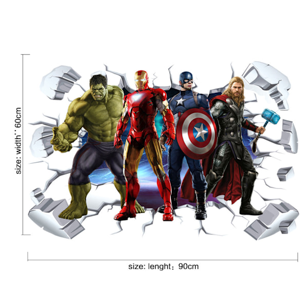 3D Avengers Vægdekoration Marvel Superhelt Tapet til Værelsesdekoration