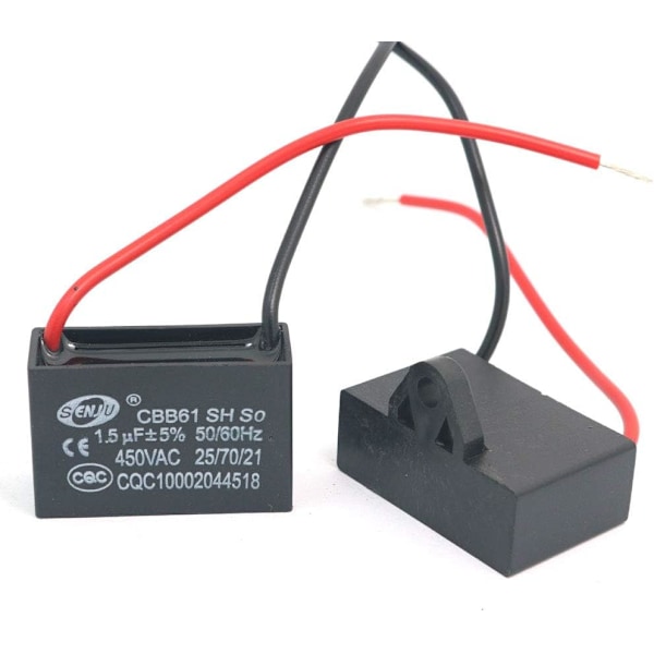 2 stk. CBB61 1.5uF 450V AC 50/60Hz Ventilator motor kondensator