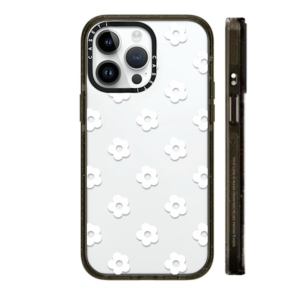 CASETiFY Compact iPhone 16 Pro Max Cover [1,2 m. 2X Militær Standard Drop Beskyttelse/Slank/Letvægt] - Ditsy Daisies - Hvid - Klar Sort