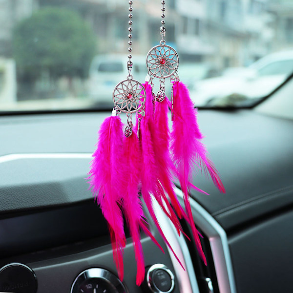 Luova auton riipus sulka unisieppari taustapeili auton koriste riippuva auton sisätilan riipus Violet Feather Dream Catcher
