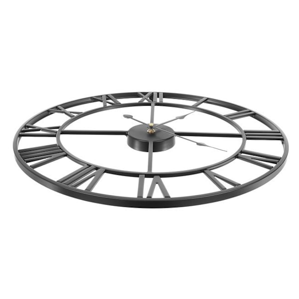 Retro Veggklokke med Romertall Black Black