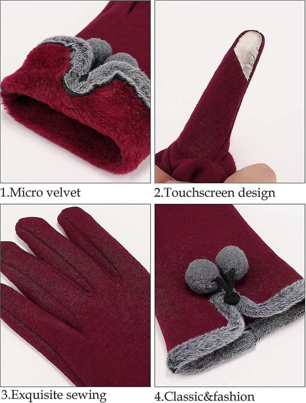 KZQ-3 Par Dame Vinterhandsker Varme Touch Screen Fleeceforede Vindtætte Handsker